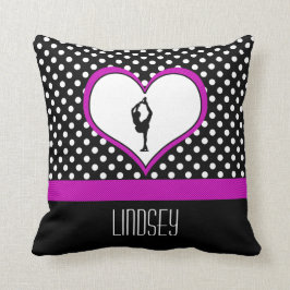 Rosa hjärta med flott polka dotskonståkning kudde