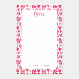 Rosa hjärta mönster to Do Notes Post-it Block