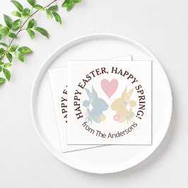 Rosa Hjärta och färglös pastellPåskhare Papper Pappersservett