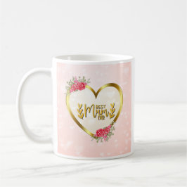 Rosa hjärta och gyllene hjärta till världens bästa kaffemugg
