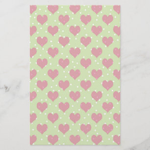 Rosa hjärta och vita polka dots mönster brevpapper