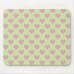 Rosa hjärta och vita polka dots mönster musmatta