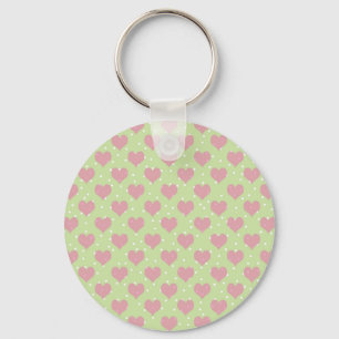 Rosa hjärta och vita polka dots mönster nyckelring