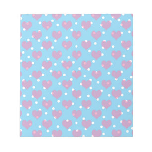 Rosa hjärta och vitt polka dots anteckningsblock
