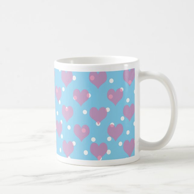 Rosa hjärta och vitt polka dots kaffemugg (Höger)