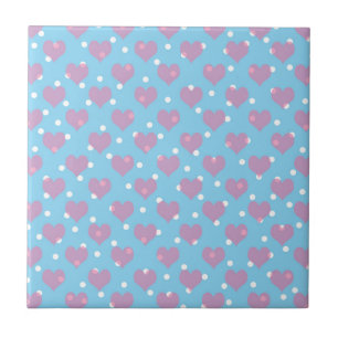Rosa hjärta och vitt polka dots kakelplatta