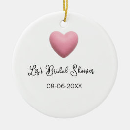 Rosa hjärta pastell retro bröllopsdusch datum boho julgransprydnad keramik