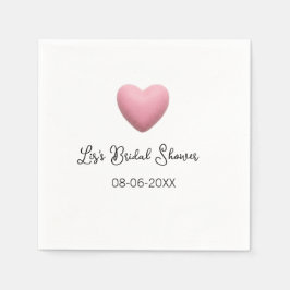 Rosa hjärta pastell retro bröllopsdusch datum boho pappersservett