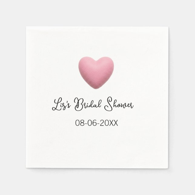 Rosa hjärta pastell retro bröllopsdusch datum boho pappersservett (Framsidan)