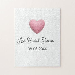 Rosa hjärta pastell retro bröllopsdusch datum boho pussel