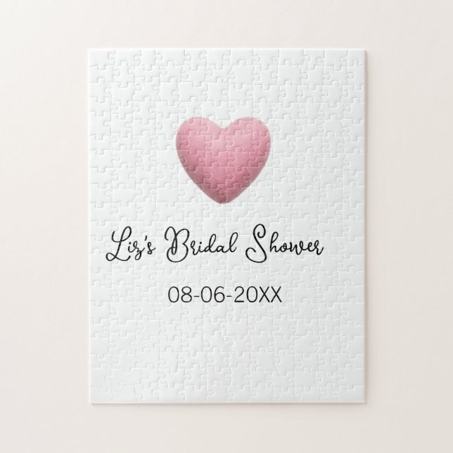 Rosa hjärta pastell retro bröllopsdusch datum boho pussel (Vertikal)