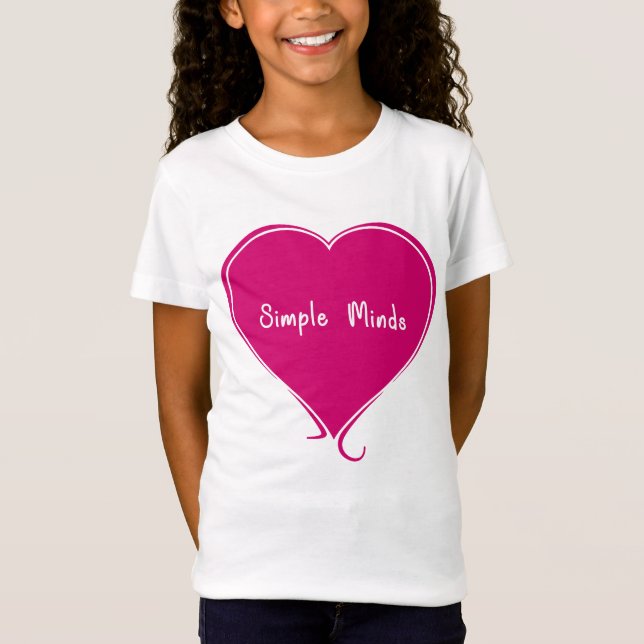 Rosa hjärta 'Simple Minds' Kärleksdesign T Shirt (Framsida)