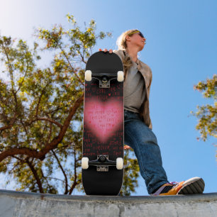 Rosa hjärta skateboard