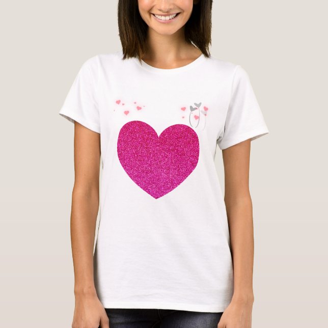 rosa hjärta t shirt (Framsida)