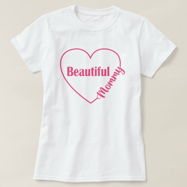 Rosa hjärta vacker mamma t shirt (Design framsida)