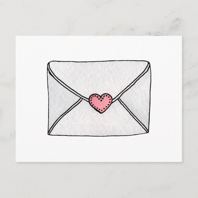 Rosa hjärta. Valentines day. Kärlek brev. Tonåring Helg Vykort (Framsida)