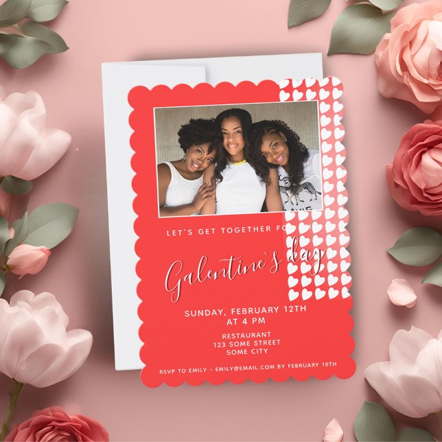 Rosa hjärta vän foto Galentine's Day  Inbjudningar (Skapare uppladdad)