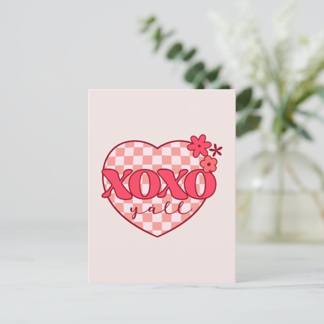 Rosa hjärta Xoxo Kramar och kyssar Vykort (Stående Fram)
