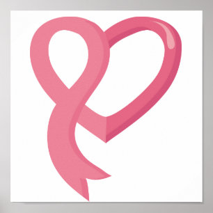 Rosa hjärtaband för bröstcancer poster