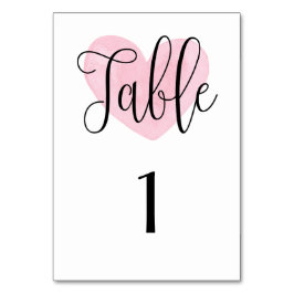 Rosa hjärtabordsnummer. Romantiskt modernt bröllop Bordsnummer