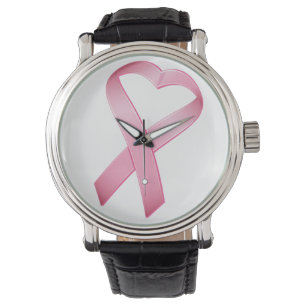 Rosa hjärtacancerband armbandsur