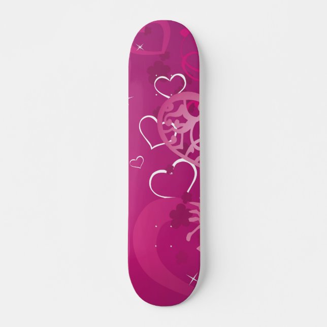 Rosa hjärtaCollage Mini Skateboard Bräda 18,5 Cm (Framsida)