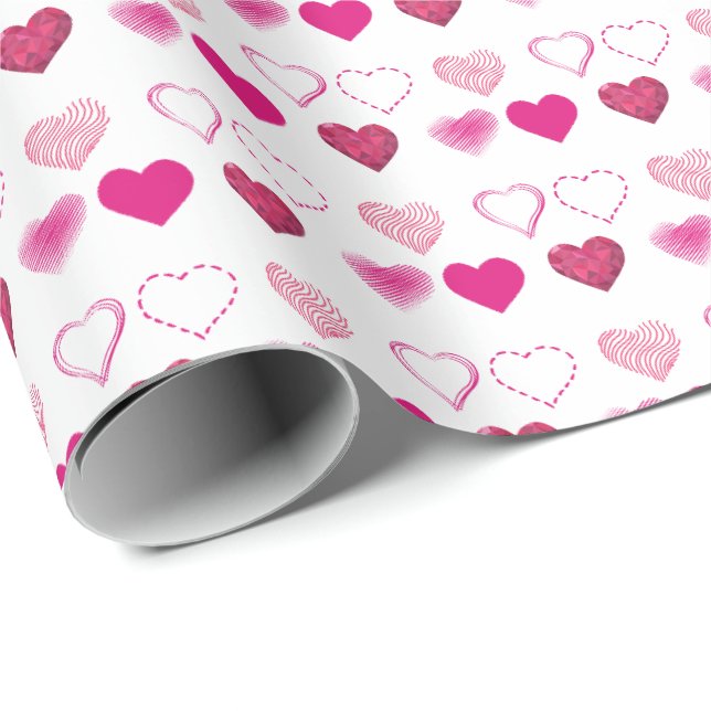 Rosa hjärtan Alla hjärtans dag   Presentpapper (Rullad Hörn)