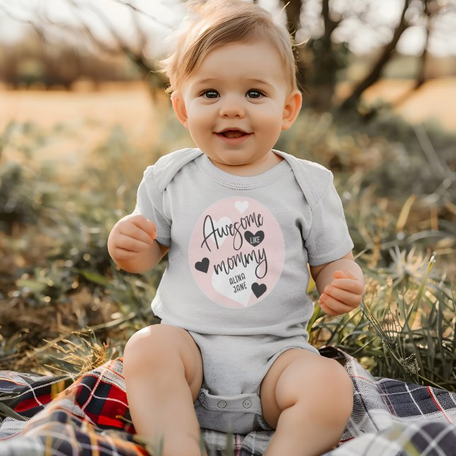 Rosa Hjärtan Är Fantastiska Som Mamma Citat Gåva T Shirt (Pink Hearts Awesome Like Mommy Quote Gift Baby Bodysuit)