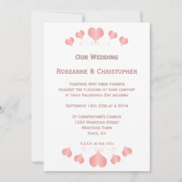 Rosa hjärtan design bröllop inbjudningar