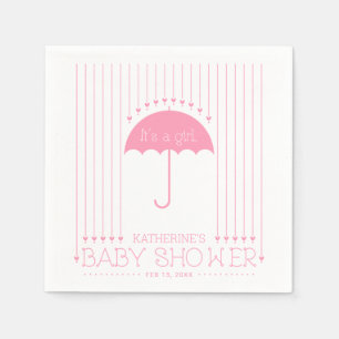 Rosa hjärtan flicka baby shower fest papper servet pappersservett