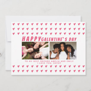 Rosa hjärtan Galentine`s dag Vänner 2 Foto Julkort