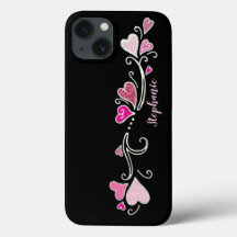 Rosa Hjärtan Glitter Accent Doodle Art Case-Mate