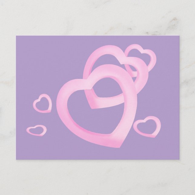 rosa-hjärtan helg vykort (Framsida)