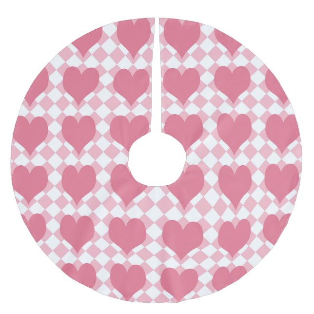 Rosa Hjärtan Julgransmatta Borstad Polyester (Framsidan)