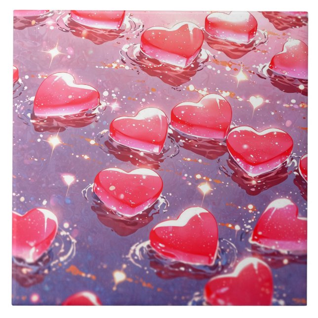 Rosa-hjärtan Keramic Tile Kakelplatta (Framsidan)