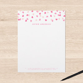 Rosa hjärtan konfetti utspridda brevhuvud