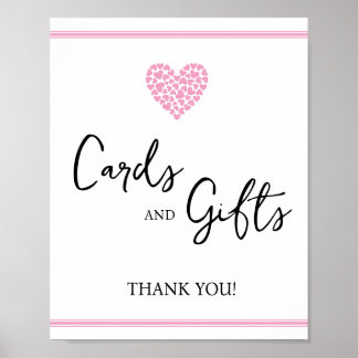 Rosa hjärtan Kort och presenter Baby Shower Poster