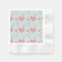 rosa hjärtan - ljusblå bakgrundsmönster pappersservett