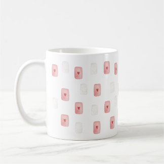 Rosa hjärtan Marshmallow Mönster – Sött Kawaii Kaffemugg