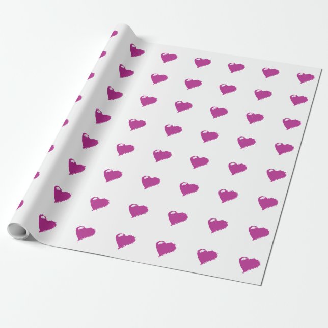 Rosa Hjärtan Matta Inpackningspapper, 76 cm x 4,5  Presentpapper (Utrullad)