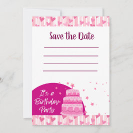 Rosa hjärtan med födelsedagstårta inbjudningar