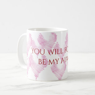 rosa hjärtan med kärlek citat kaffemugg