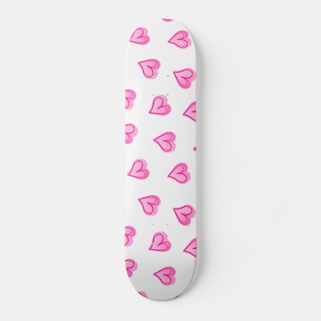Rosa hjärtan mini skateboard bräda 18,5 cm (Framsida)