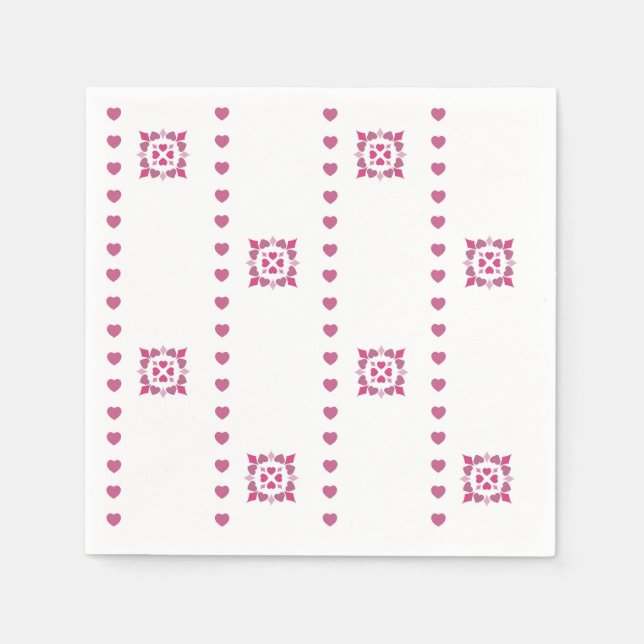 Rosa hjärtan, pappersservett för Alla hjärtans dag (Framsidan)