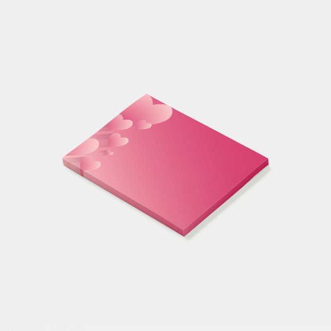 Rosa hjärtan post-it-lappar post-it block (Vinklad)