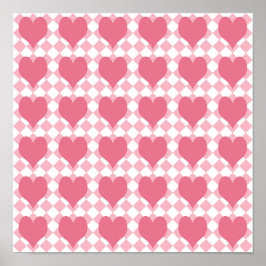 Rosa Hjärtan Poster