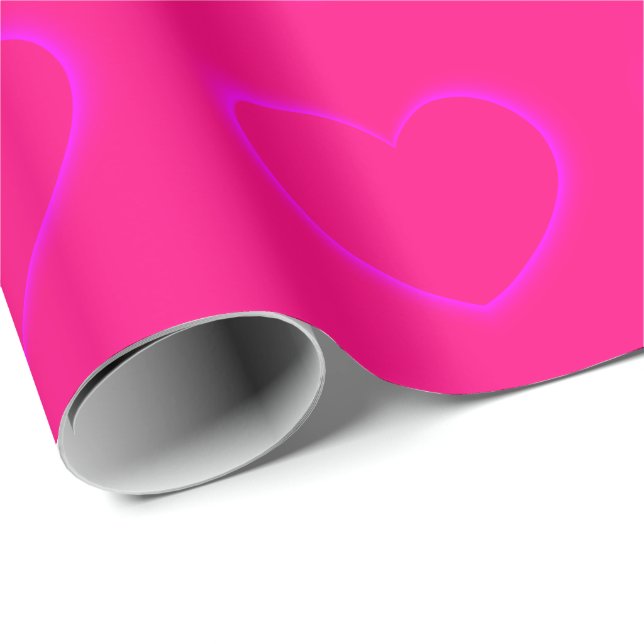 Rosa Hjärtan Presentpapper (Rullad Hörn)