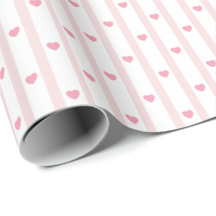 Rosa hjärtan, ränder, födelsedag, valentin, shower presentpapper