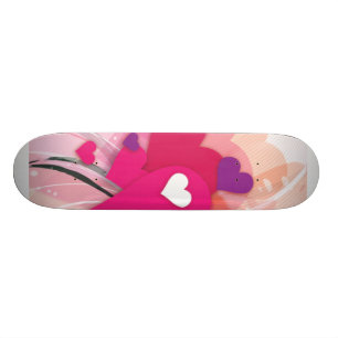 Rosa hjärtan skateboard bräda 21,5 cm