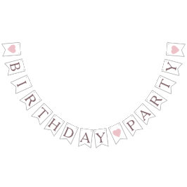 Rosa hjärtan, söt födelsedag party buntar flaggor